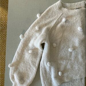 Aerie cozy cream pom pom sweater